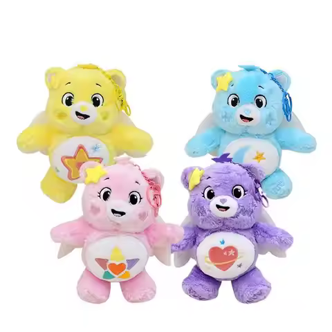 Cartoon Carebears Plush Keyring Care Bear Small Wings Plush Anime Hobby Stuffed Toys Keychain Bag Do