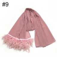 Pearl Chiffon Feather Long Scarf Female Headscarf Malaysia Gauze Ostrich Feather Scarf Solid Color H