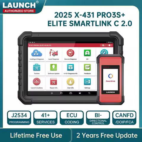LAUNCH X431 PRO3S+ ELITE Car Diagnostic Tool - Advanced Programming J2534 CAN FD DOIP Online Coding 