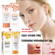2pcs Skincare Set With Sea Buckthorn Gluta Whitening Lazy Cream 50g Orange Enzymes Exfoliate Brighte