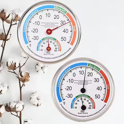Round Thermometer Mechanical Sensor Indoor Temperature Sensor Indoor Outdoor Pointer Celsius Thermom