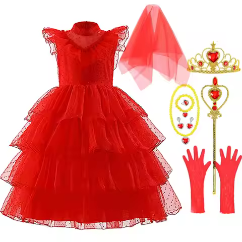 Lydia Costume Kids Red Horror Ghost Bride Girls Halloween Costume Cosplay Dress