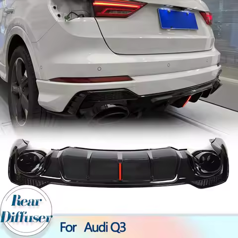 Rear Bumper Diffuser Lip Spoiler With Exhaust Tips For Audi Q3 Sport 2021 2022 Car Rear Lip Diffuser
