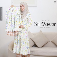 HASNURI Kebaya Sri Mawar Mom and Kids | Baju Kebaya labuh Moden Muslimah Cotton Cloud Printed Embroi