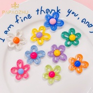 PAPAOZHU 1PC Korean Shiny Rainbow Acrylic Hollow Flower Ornaments for DIY Hairpin Phone Case Decor Charms