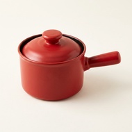 Red Ceramic Saucepan with Lid | Mini Single Handle Cooking Pot