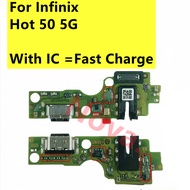 For Infinix Hot 50 5G Fast Charging Board USB Charge Port Dock With IC Connector Flex Cable Repair P
