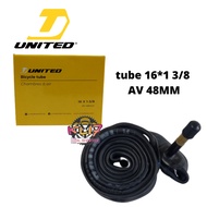 Bicycle inner tube 16 x 1 3/8 united AV 48mm ertro 349 PIKES BROMPTON 3SIXTY CIGNA TRIFOLD INNER TIR