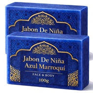 Jabon De Niña Azul Marroquí – Moroccan Blue Nila Soap for Face & Body, 100g Handmade Bar, Gentle Cle