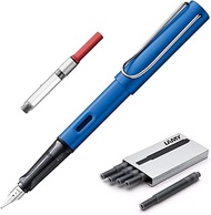 Lamy AL- Star Pen | Ocean Blue | Medium Nib | 5 Black Ink Cartridges, Z28 Converter and Wipe