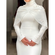 ribbon cape dress, wedding dress, off white dress, event dress