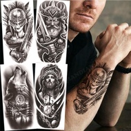 Waterproof Temporary Tattoo Sticker Man Half Arm Zeus Lion Warrior Art Hipster Crown Forest Black Tr