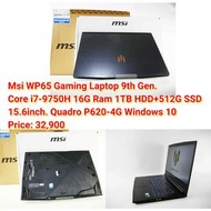 Msi WP65 Gaming Laptop 9th Gen.Core i7-9750H