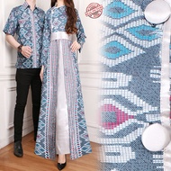 Couple Blouse Fio Longdress Belt Fabric and Men's Batik Shirt
