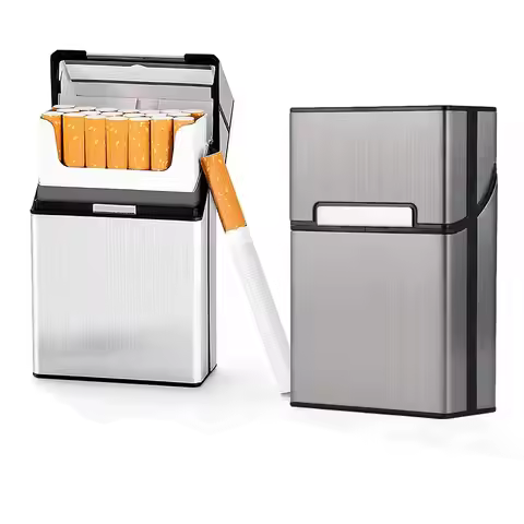 Slim Aluminum Cigarette Case with A Capacity of Twenty Portable Cigar Tobacco Holder Box Storage Con