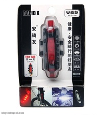 ไฟท้ายจักรยาน ติดล้อ ติดท้ายจักรยาน Rapid-X สีแดง ชาร์จไฟผ่าน USB กันน้ำ ปรับแสงไฟได้ 3 จังหวะ ติดล้อจักรยาน ท้ายจักรยานได้ กันน้ำกันฝน