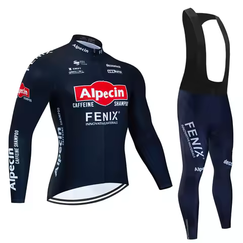 Alpecin New Team Breathable Long Sleeve Men Cycling Jersey Set MTB Bike Clothing Autumn Bicycle Clot