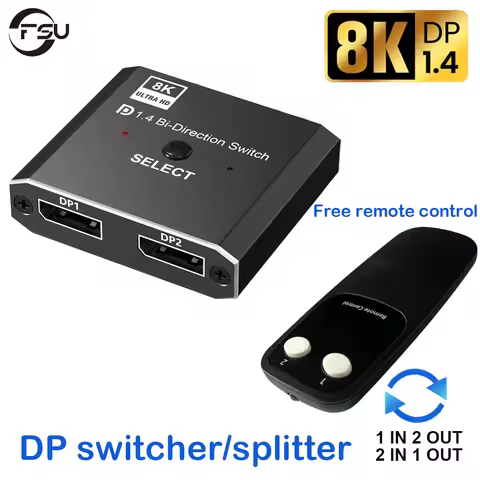FSU 8K Displayport 1.4 Switch Displayport Bi-direction splitter switcher Displayport KVM 2X1 1X2 Dis