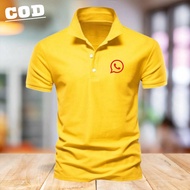 MERAH ! T-shirt Polo Collar T-shirt LOGO WHATSAP Text Red Polo shirt Men Women Polo T-shirt Contemporary Polo shirt Collar Contemporary Polo shirt Collar