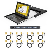 8 Port Rack Mount LCD KVM Console, Yinker VGA KVM Switch with 15.6 inch LCD Monitor, Fit 1U 19" Rack