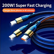 200W Super Fast Charging Cable | 3-in-1 Fast Charging Cable | Nylon-Braided USB Fast Charging Cable