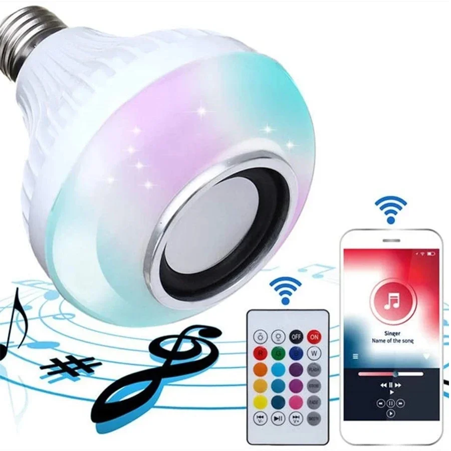E27 Bluetooth Music Bulb With Speaker Remote Control LED Bulb DJ Disco Light Dimmable Lamp For Home 