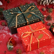 Sha Christmas Gift Box With Various Size Bow Tie And Pine Tree Tag Including 2 Colors Red And Blue Symbolizes Christmas