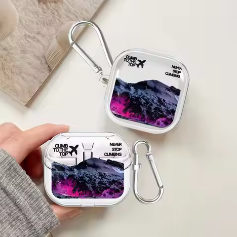 Snow Mountain Airplane Clear Earphone Cases Cover With Hook Case For Samsung Galaxy Buds 3Pro 2Pro L