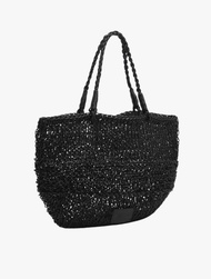 BIMBA Y LOLA - MEDIUM BLACK PLAITED LEATHER SHOULDER BAG