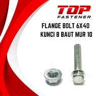 MESIN FLANGE Bolt 6X40 KEY 8 M6 WHITE MOTORCYCLE ENGINE BLOCK BOLT M6X40 FLANGE NUT THREAD 10