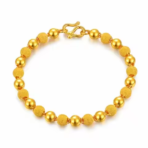 9999 24K real gold bracelet for women adjustable 3D fashion gift transfer bead chain 18K jewelry gif