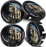 4 x 65 mm Hub Caps, Wheel Hub Caps, Alloy Wheels Compatible with VW 3B7 601 171 / 6U7 601 171 Skull 