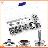 【pwlydc1g】24 Set Boat Canvas Snaps Kit Tool 74 Pcs Stainless Steel Screw Boat Cover Snaps Metal Snap