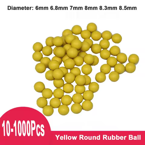 10-1000Pcs Yellow Rubber Bullet Ball High Elastic Solid Rubber Ball for Kids Bubble Gun and Industri