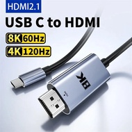Type C to Hdmi 2.1 Cable 4k 120HZ 2m Nickel Plated Hdmi to Type-c Cable 8k 60hz USB C Hdmi 2.1 Adapter for Laptop Mobile Phone Tablet to TV Projector Monitor