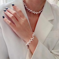 Pure 14K Gold Double Pearl Necklace