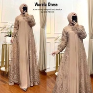 Viorella Dress Gamis Wanita Full Puring Mix Rompi Berukat Busui Ceruty