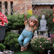 CEASI Monkey Statue, Monkey Chimp Garden Decoration Monkey Hanger Sculpture, Creative Resin Waterpro