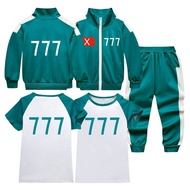 Kids Squid Game Costume Boys and Girls Outfit Tshirts Pants For Kids Jacket Pants 777 Set
