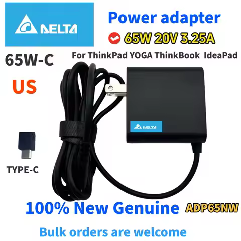 Delta Genuine Original US For Lenovo 65W-TYPE-C Laptop charger ADP65NW B ThinkPad YOGA ThinkBook Ide
