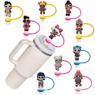 New Cartoon Surprise Doll Series Dustproof Straw Cap Creative Straw Decorative Cap Silicone Straw Co