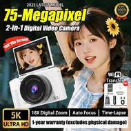 [MY-STOCK&24H Delivery] 2025 New HD 5K Digital Camera 75MP CCD 180°Flip Screen 18X Auto Zoom Portabl
