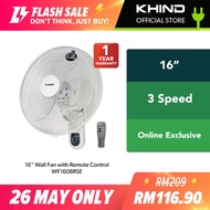 Khind 16-in Wall Fan with Remote Control WF1608RSE