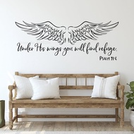 Under His wings you will find refuge Wall Decal  Bible Verse   Christian Decor  Psalm  Pious prayer 