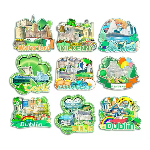 Dublin Finglas Cork Galway Kilkenny Waterford Killarney IRELAND Fridge Magnet Travel Souvenir Gift