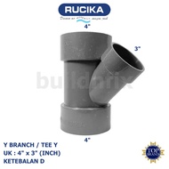 Y-BRANCHRUCIKA / TEE Y 45 PVC 4" X 3" D (THIN)