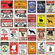 Vintage Beware of Dog Cat ing Metal Sign Funny Pet Reminder Yard Fence Farmhouse Wall Decor Plate