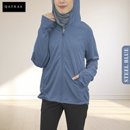 QAYRAA UPF50+ Cap Jacket Jogging Jacket Sport Anti-UV Hoodie /Size S-3XL/Black/Blue/Maroon/Grey/Dust