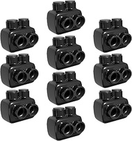 (10 Pack) OHLECTRIC Black insulated Connector -Single Side Entry -2 Port - 2-14" Wire Range -Slotted