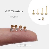 16G 2.5mm~4mm Push Pin Earring • Threadless Flat Back Earring • Tragus Stud • Helix Stud • Cz Stud •